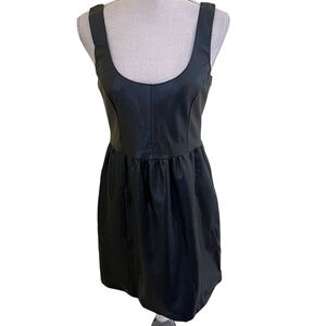 bar III Black Faux Leather Sleeveless Fit and Flare Dress M